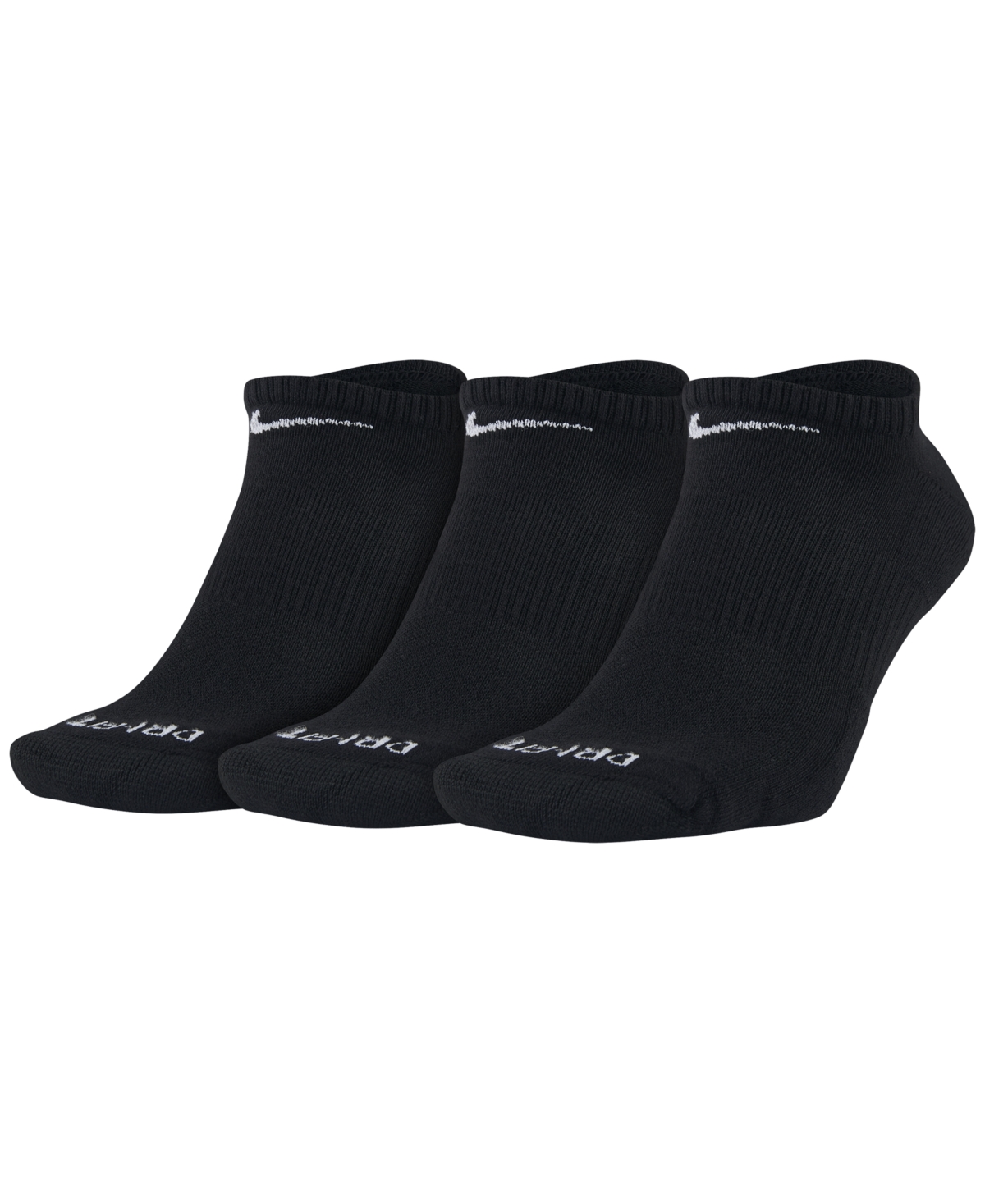 Unisex Everyday Plus Cushion Training No-Show Socks 3 Pairs - Black