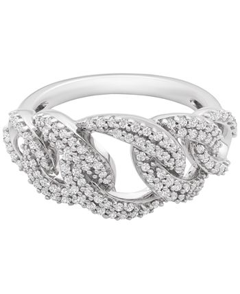 Macy's - Diamond Interlocking Link Statement Ring (1/2 ct. t.w.) in Sterling Silver