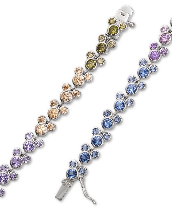 Cubic Zirconia Mickey Mouse Tennis Bracelet in Sterling Silver