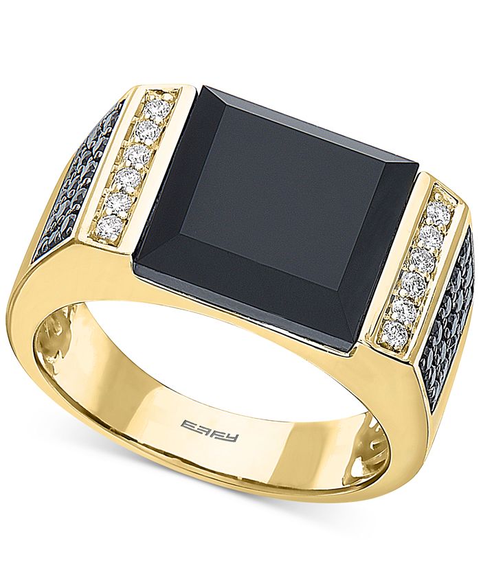 EFFY Collection EFFY® Men's Black Onyx & Diamond (5/8 ct. t.w.) Ring in ...