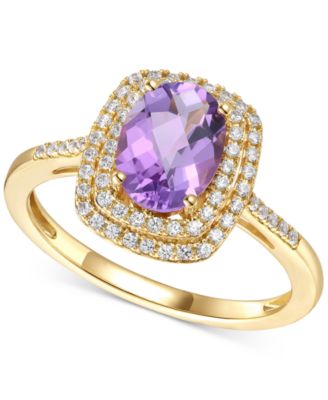 Macy's - Amethyst (1-1/4 ct. t.w.) & Diamond (1/4 ct. t.w.) Ring in 14k Gold