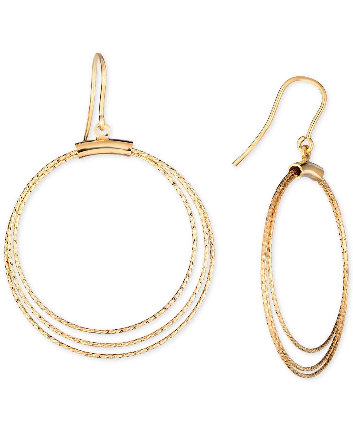 Textured Multi-Circle Drop Earrings in 14k Gold-Plated Sterling Silver - Gold Over Silver