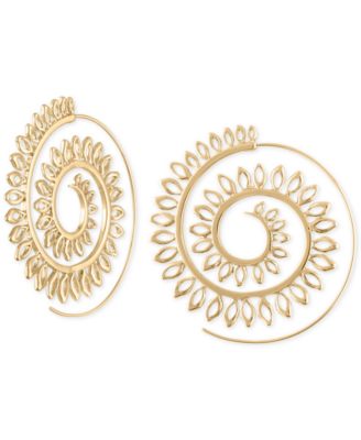RACHEL Rachel Roy - Gold-Tone Open Leaf Spiral Hoop Earrings