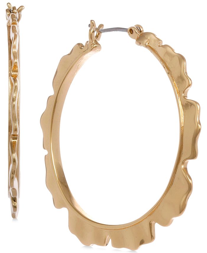 Laundry by Shelli Segal Medium GoldTone Ruffled Hoop Earrings 11/4