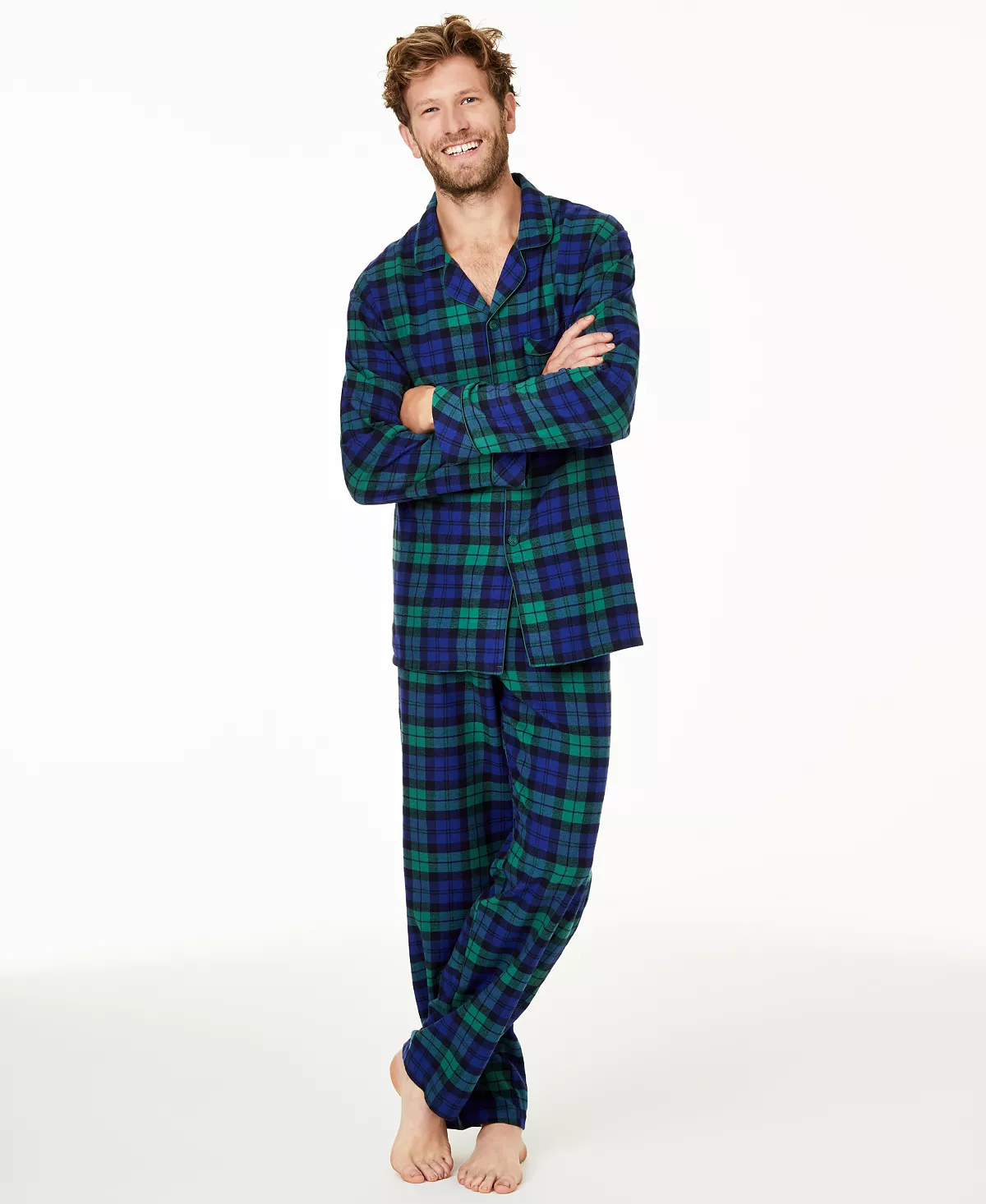 macys.com | Men's Matching Black Watch Plaid Family Pajama Set
