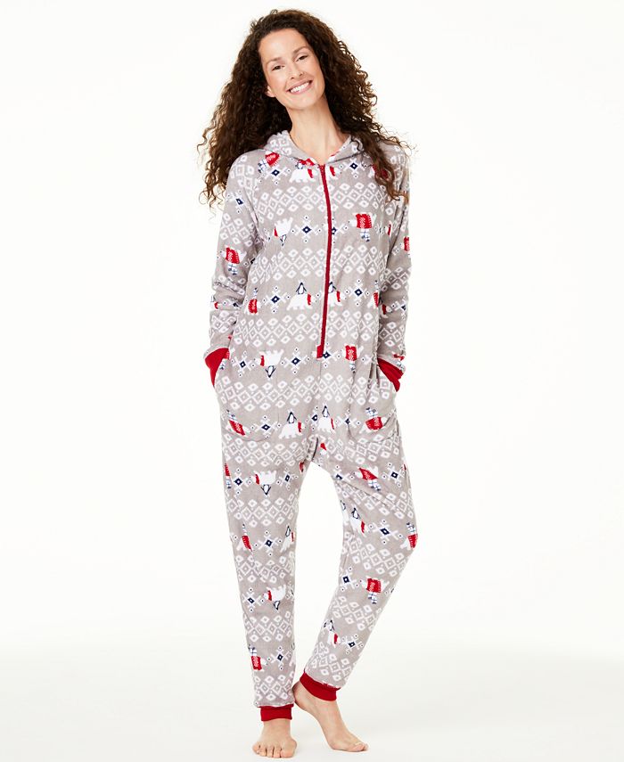Family Pajamas Matching Women's Hooded Polar Bear Pajamas, Created