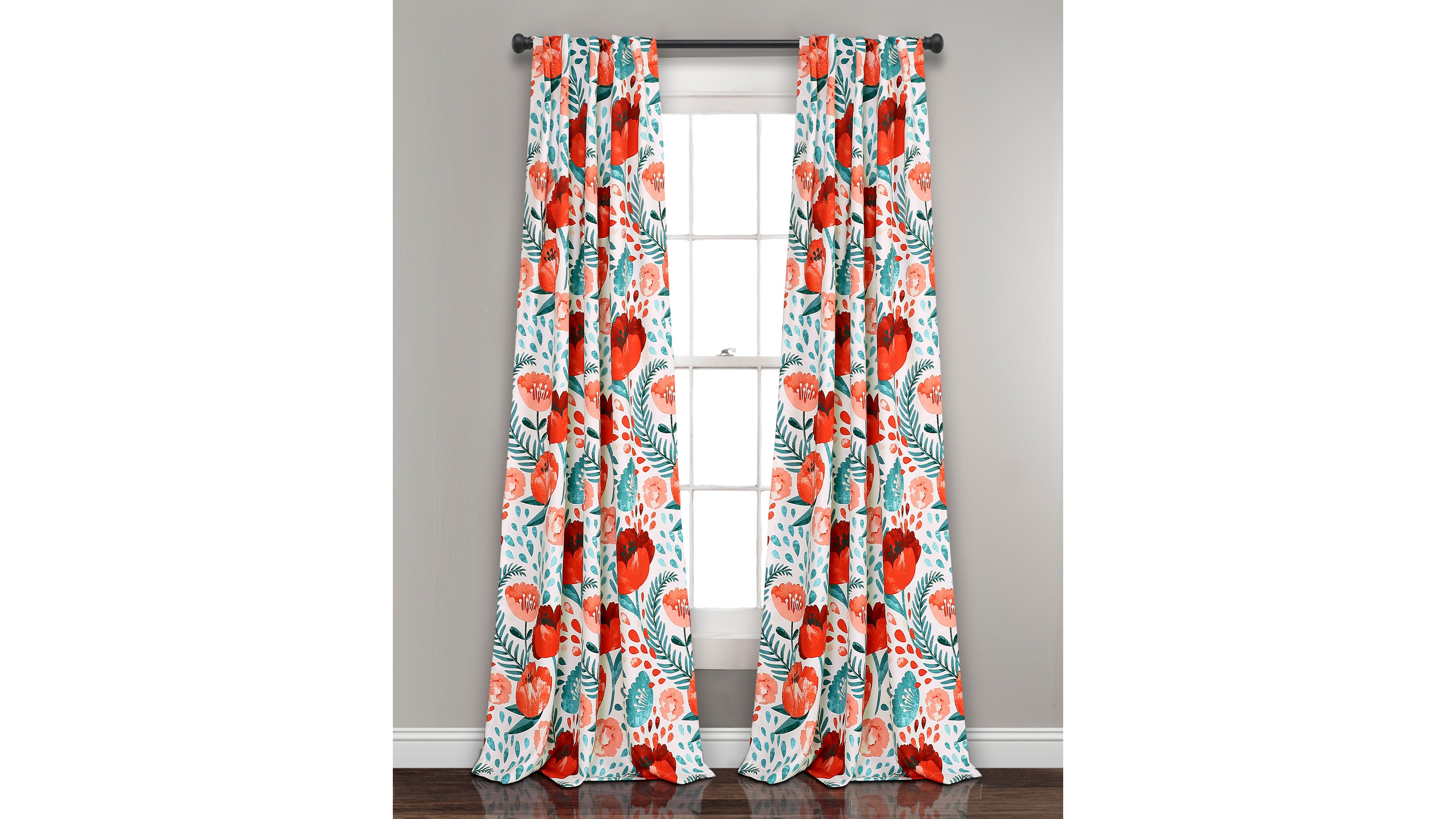 Poppy Garden 52" x 95" Floral Curtain Set