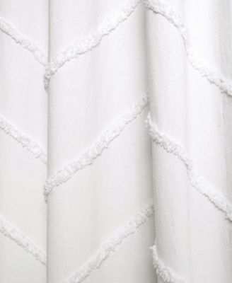 Lush Decor Chenille Chevron Light Filtering Window Curtain Panels Pair 40"W x 84"L White - White Curtains for Bedroom