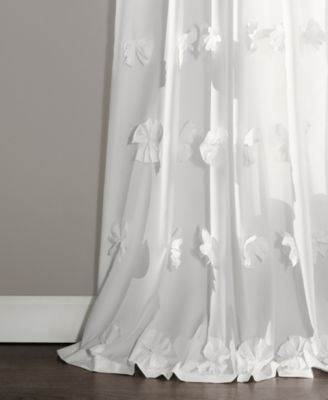 Lush Decor Riley Light Filtering Window Curtain Panel, Single 54" W x 108" L, White - Cute White Curtains for Bedroom - Bow Decor