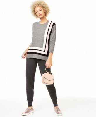 jogger pants and sweater