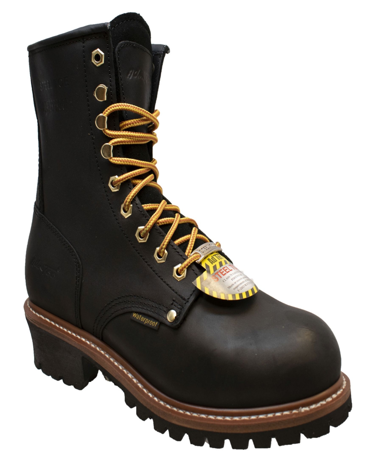 Men's 9" Waterproof Steel Toe Logger Black - Black