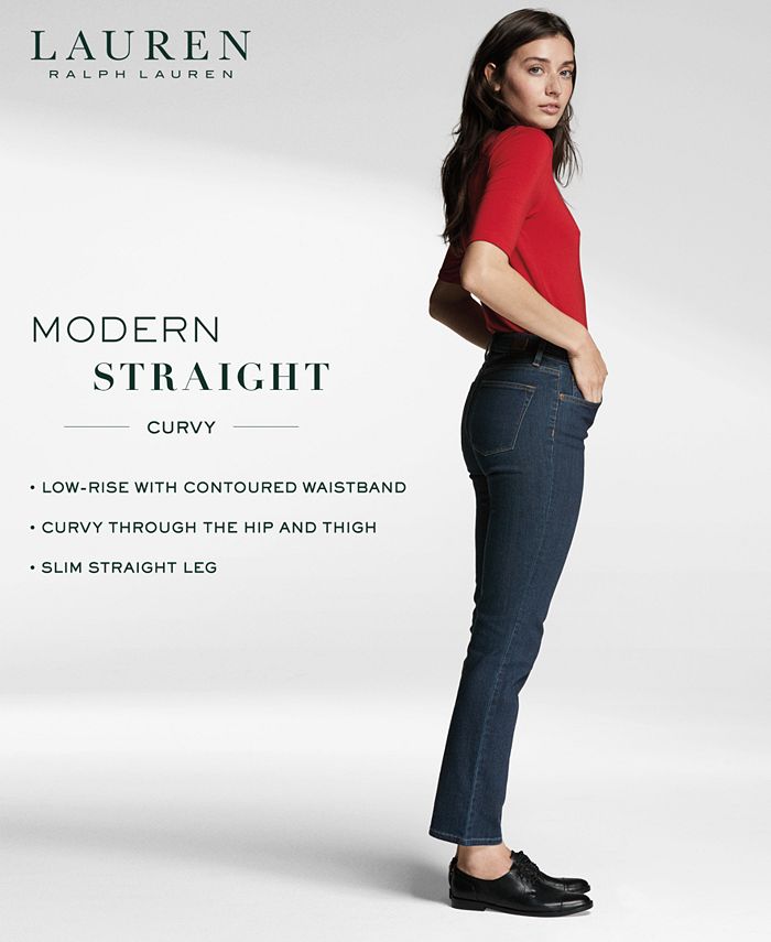 Lauren ralph lauren super stretch modern curvy straight jeans Clearance