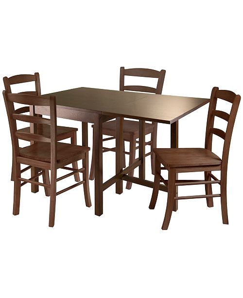 Winsome Lynden 5 Piece Dining Table With 4 Ladder Back Chairs