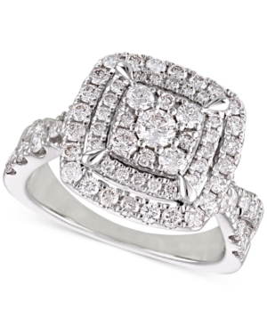 image of Diamond Cluster Cushion Halo Engagement Ring (1-1/2 ct. t.w.) in 14k White Gold