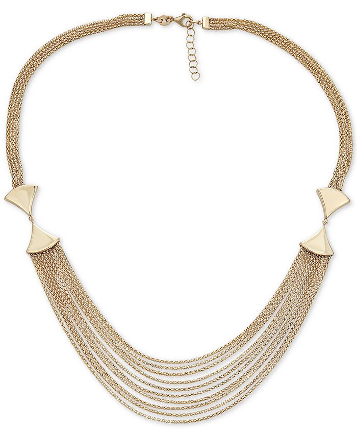 Italian Gold Multi-Row Statement Necklace in 14k Gold, 17