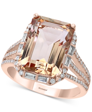 image of Effy Morganite (7-1/10 ct. t.w.) & Diamond (1/3 ct. t.w.) Ring in 14k Rose Gold