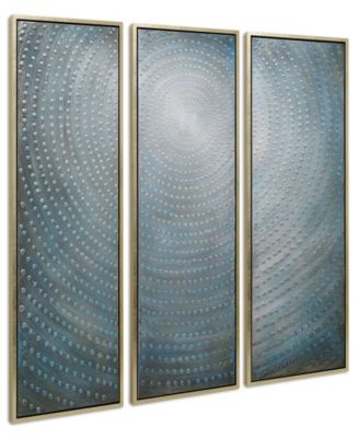 Concentric 3-Piece Textured Metallic Hand Painted Wall Art Set by Martin Edwards, 60" x 20" x 1.5"