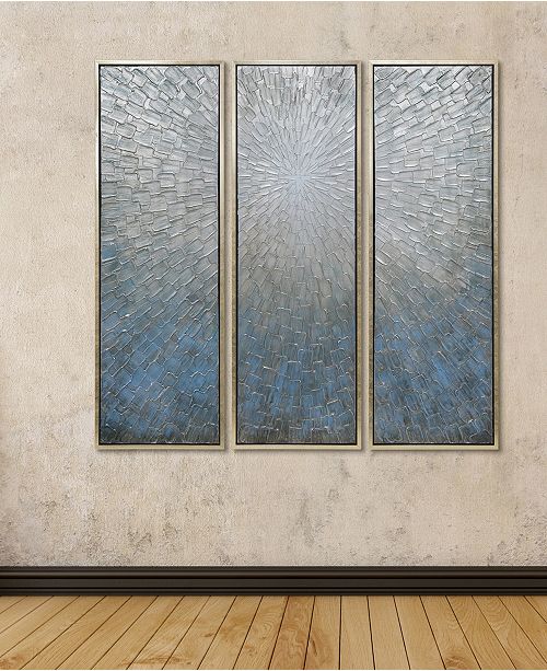 Empire Art Direct Silver Ice 3Piece Textured Metallic Hand Painted