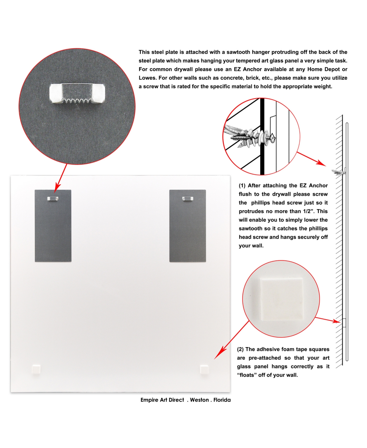 Empire Art Direct Printed Tempered Art Glass with Round Beveled Mirror Wall Decor 36''