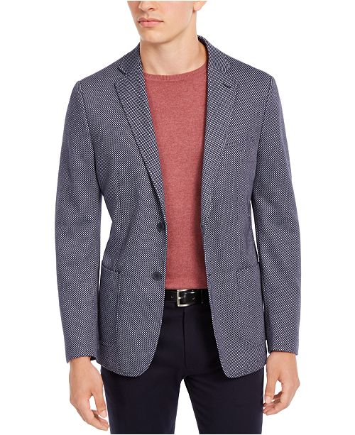 Bar Iii Men S Slim Fit Navy White Knit Micro Check Sport Coat