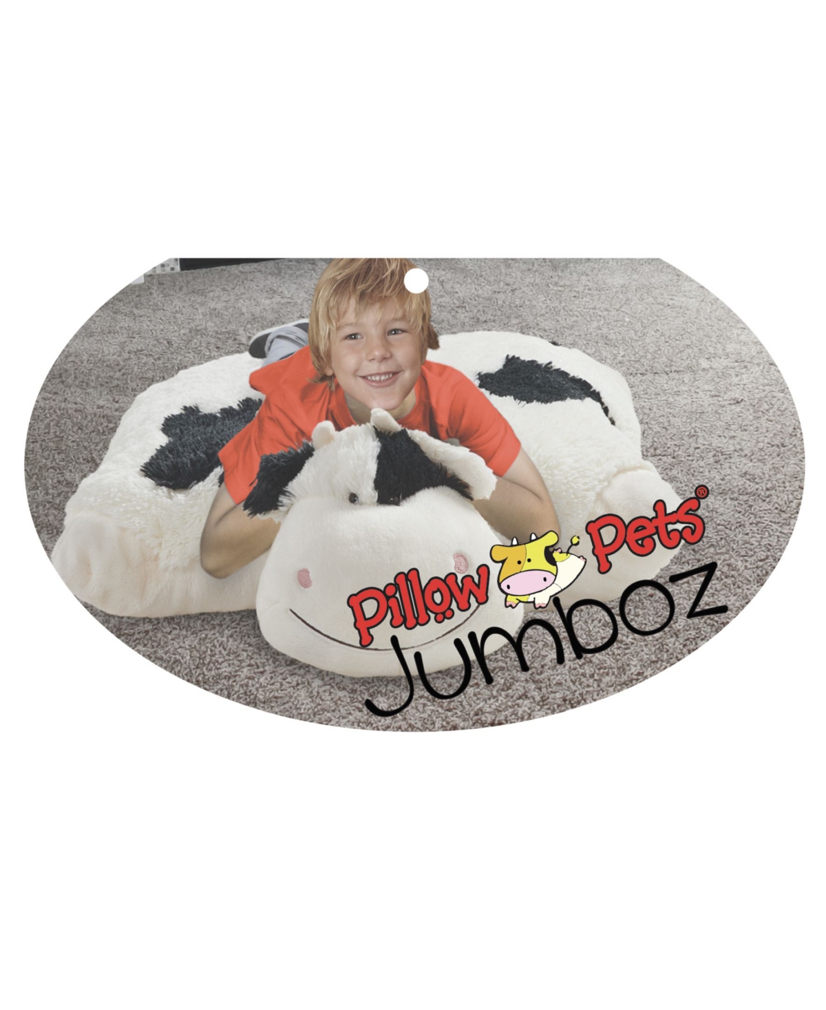 Shop Pillow Pets Signature Jumboz Cozy Cow Oversized Stuffed Animal Plush Toy In White
