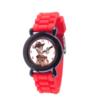 EwatchFactory Boy's Disney Toy Story 4 Woody Red Plastic Time Teacher Strap Watch 32mm