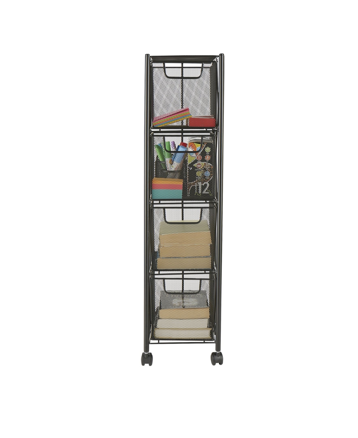 4 Drawer Storage Cart, Heavy Duty Multi-Purpose Cart - Black