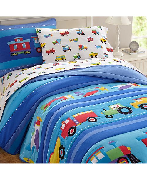 Wildkin Trains Planes Trucks Twin Lightweight Comforter Set