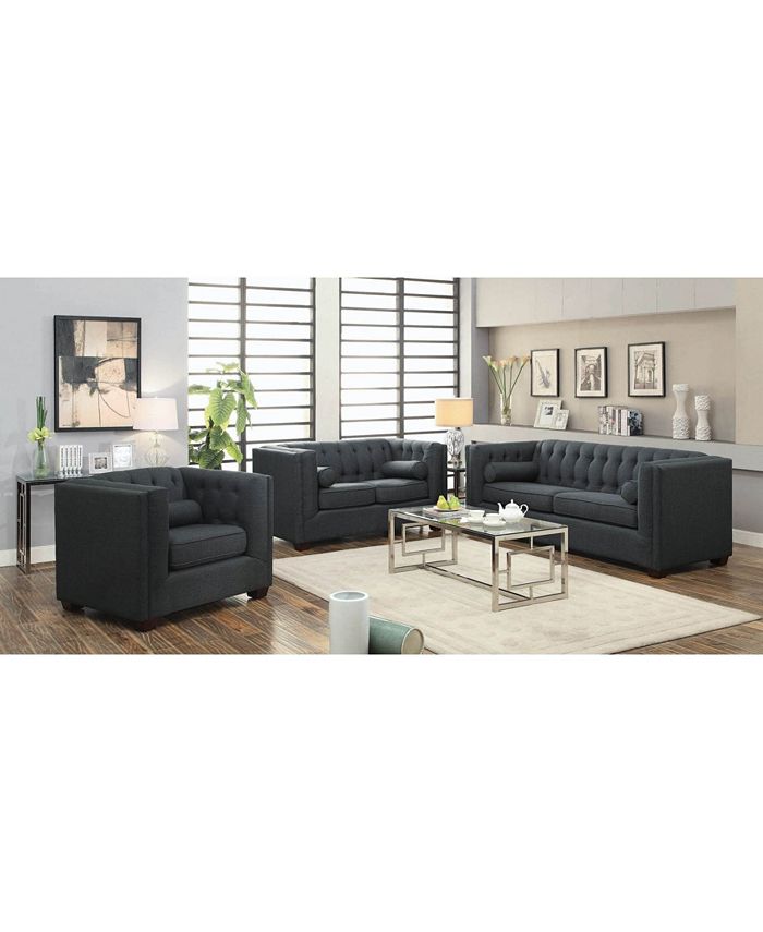 Macy's Coaster Home Furnishings Cairns Sofa with Tufted Back and Lumbar Pillows Macy's