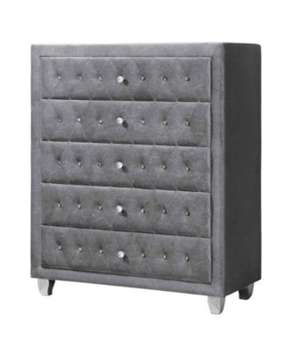 Macy's - Deanna 5-drawer Chest Grey and Metallic
