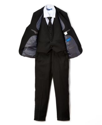 Big Boy's 5-Piece Shirt, Tie, Jacket, Vest and Pants Solid Suit Set