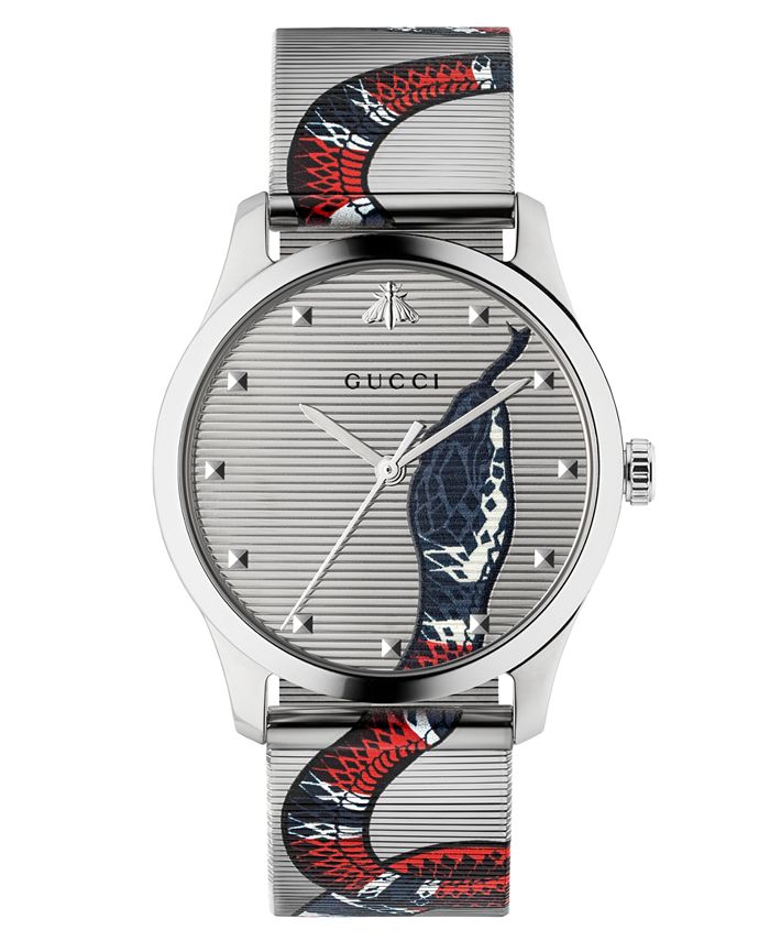 pensum afslappet udbrud Gucci Unisex Swiss G-Timeless Snake Print Stainless Steel Mesh Bracelet  Watch 38mm & Reviews - All Fine Jewelry - Jewelry & Watches - Macy's