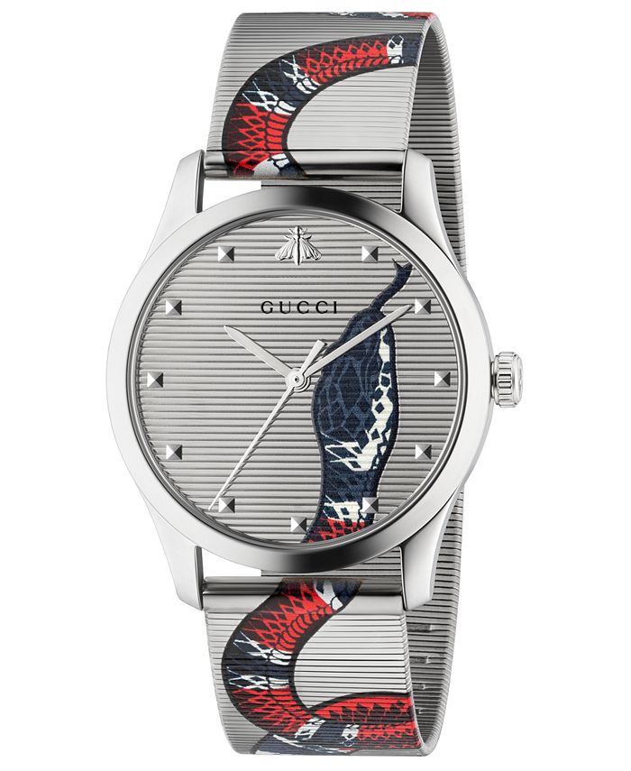 Gucci - Unisex Swiss G-Timeless Snake Print Stainless Steel Mesh Bracelet Watch 38mm