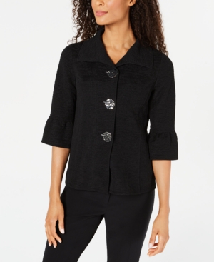 Jm Collection Petite Textured Three-Button Jacket Created for Macy's