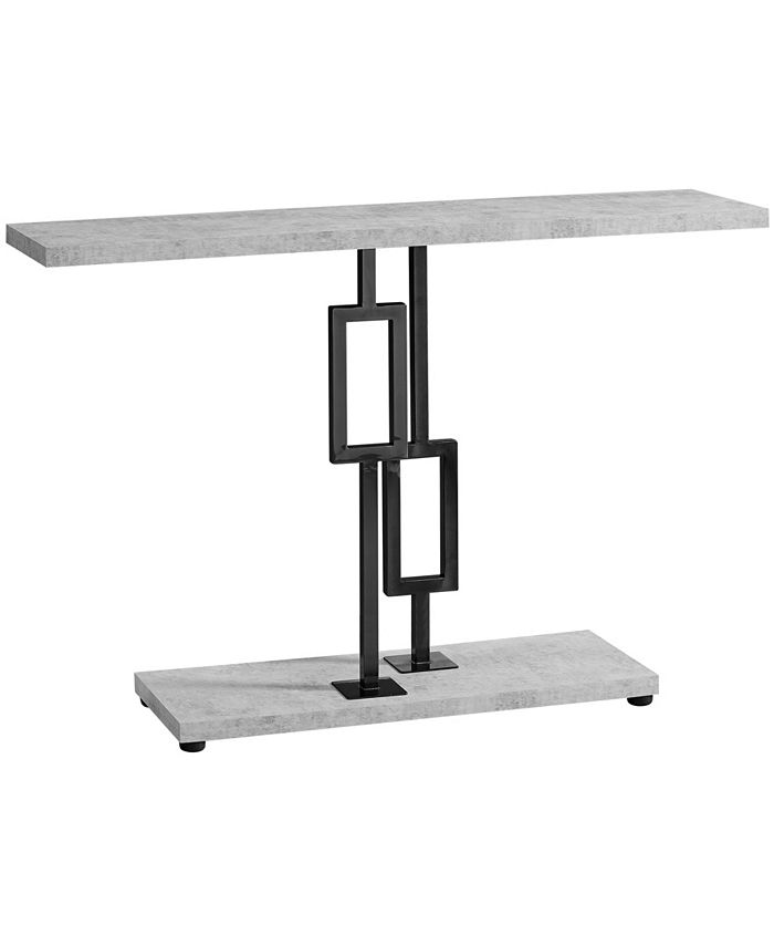 Monarch Specialties - Accent Table - 48"L Grey Cement Black Nickel Metal