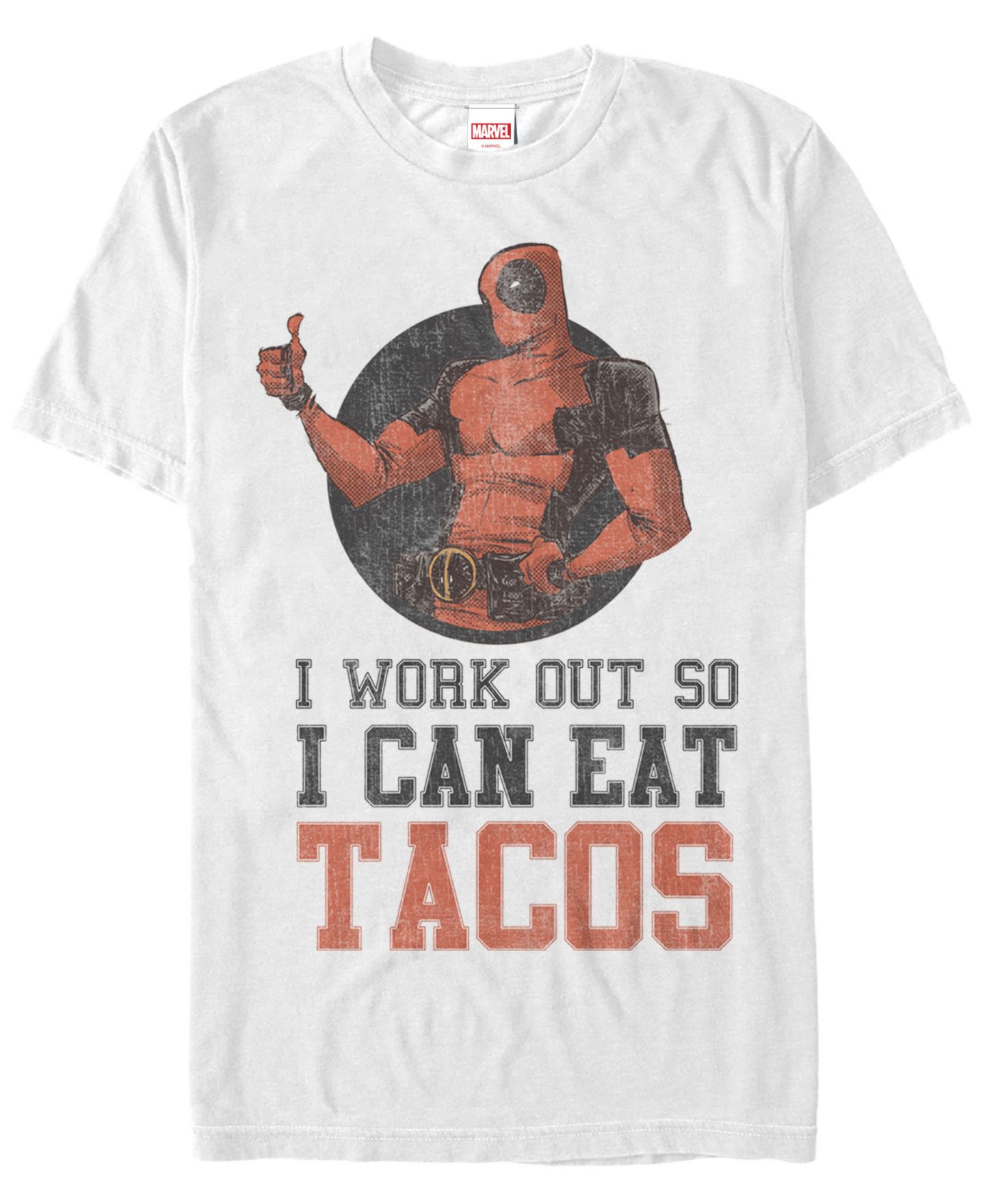 Мужская футболка Fifth Sun Marvel Deadpool I Work Out Short Sleeve, цвет: Белый — фото 1