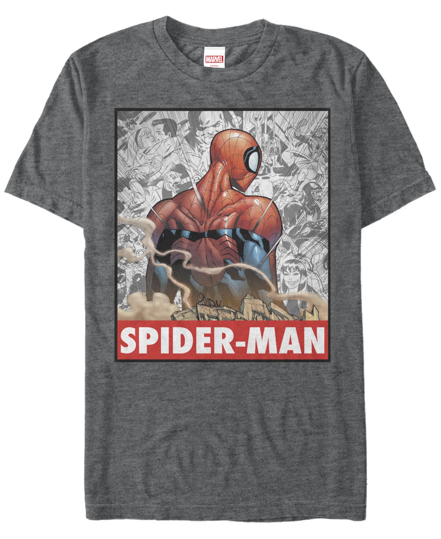Мужская футболка Fifth Sun Marvel Comic Collection Spider-Man Comic Style Short Sleeve, цвет: Угольный — фото 1