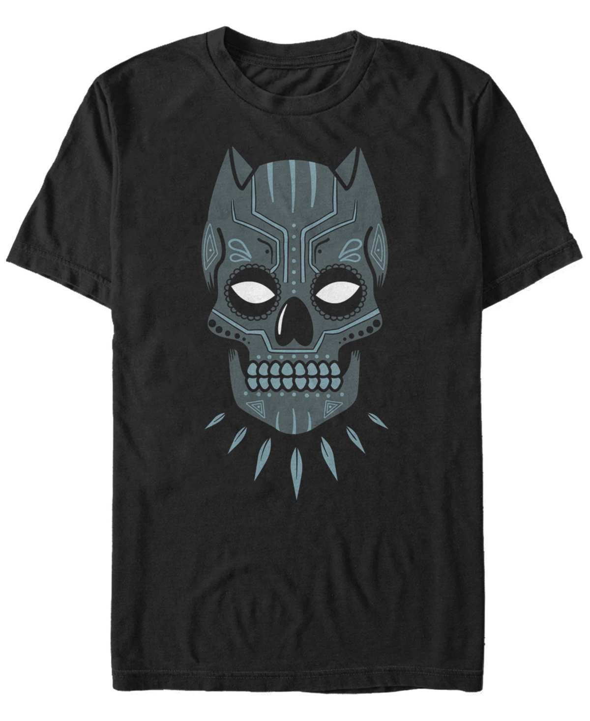 Marvel Men'sPanther Sugar Skull Big Face Mask Short Sleeve T-Shirt - Black