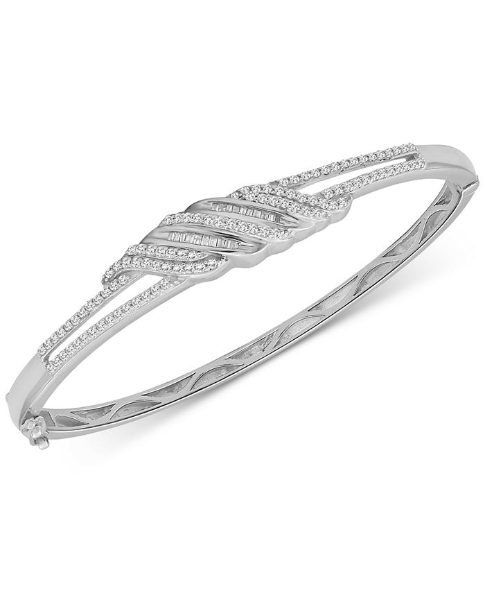 Macy's Diamond Twist Bangle Bracelet (1 ct. t.w.) in Sterling Silver