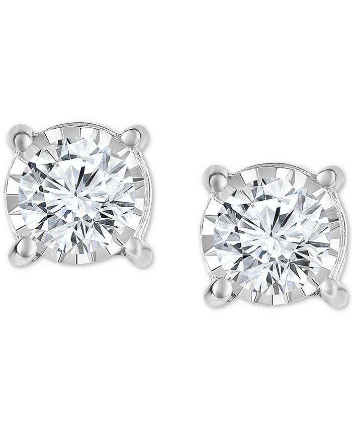 TruMiracle Diamond Stud Earrings (1/2 ct. t.w.) in 14k White, Yellow or ...