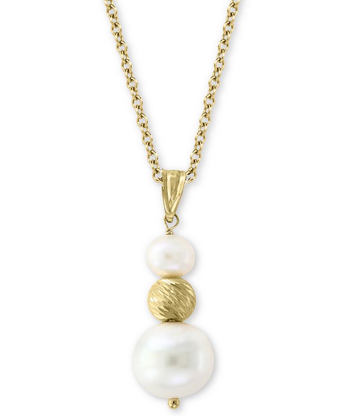 EFFY Collection - Cultured Freshwater Pearl (5-1/2 & 10mm) Pendant Necklace in 14k Gold