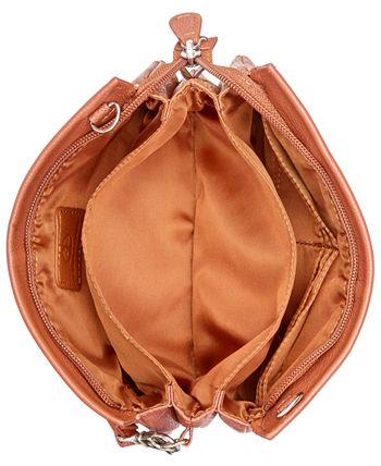 Giani Bernini Leather Brown Crossbody Bag Purse Glazed Cognac Genuine  Leather!