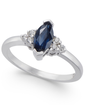 image of Sapphire (3/4 ct. t.w.) & Diamond (1/8 ct. t.w.) Ring in 14k White Gold