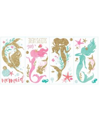 RoomMates Mermaid Peel And Stick Wall Decals With Gltter - Macy's
