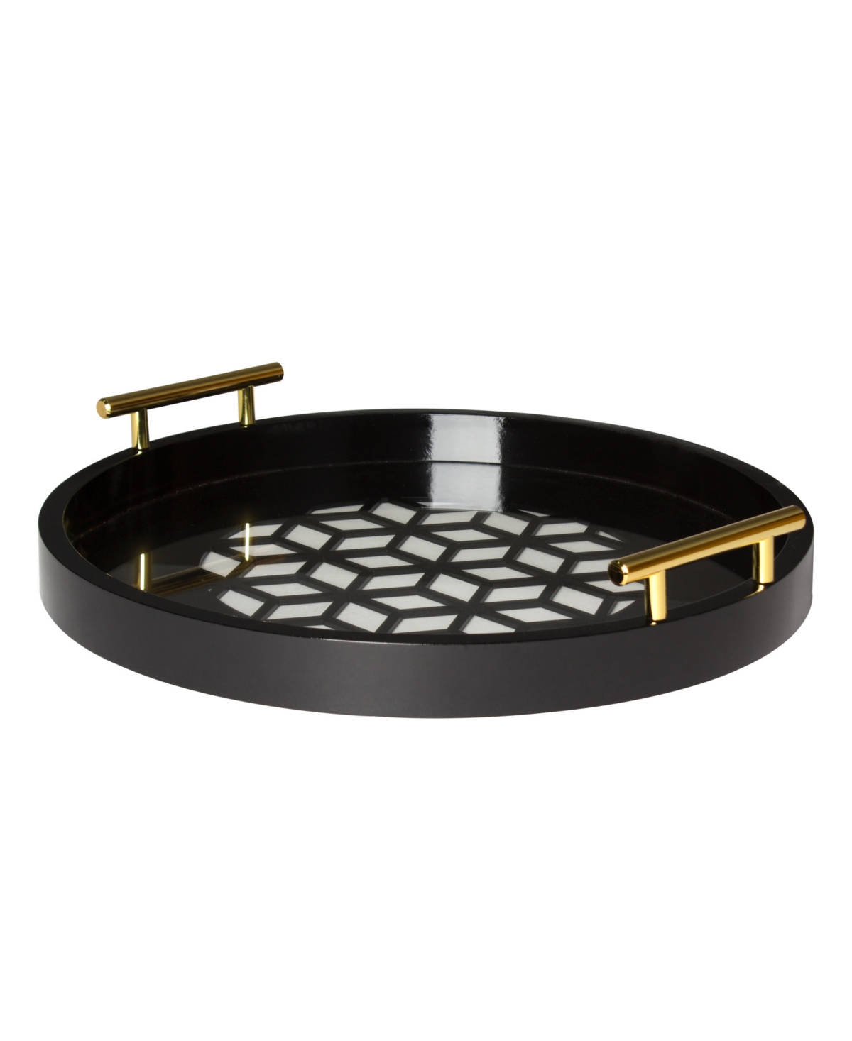 Kate And Laurel Caspen Round Decorative Tray In Black