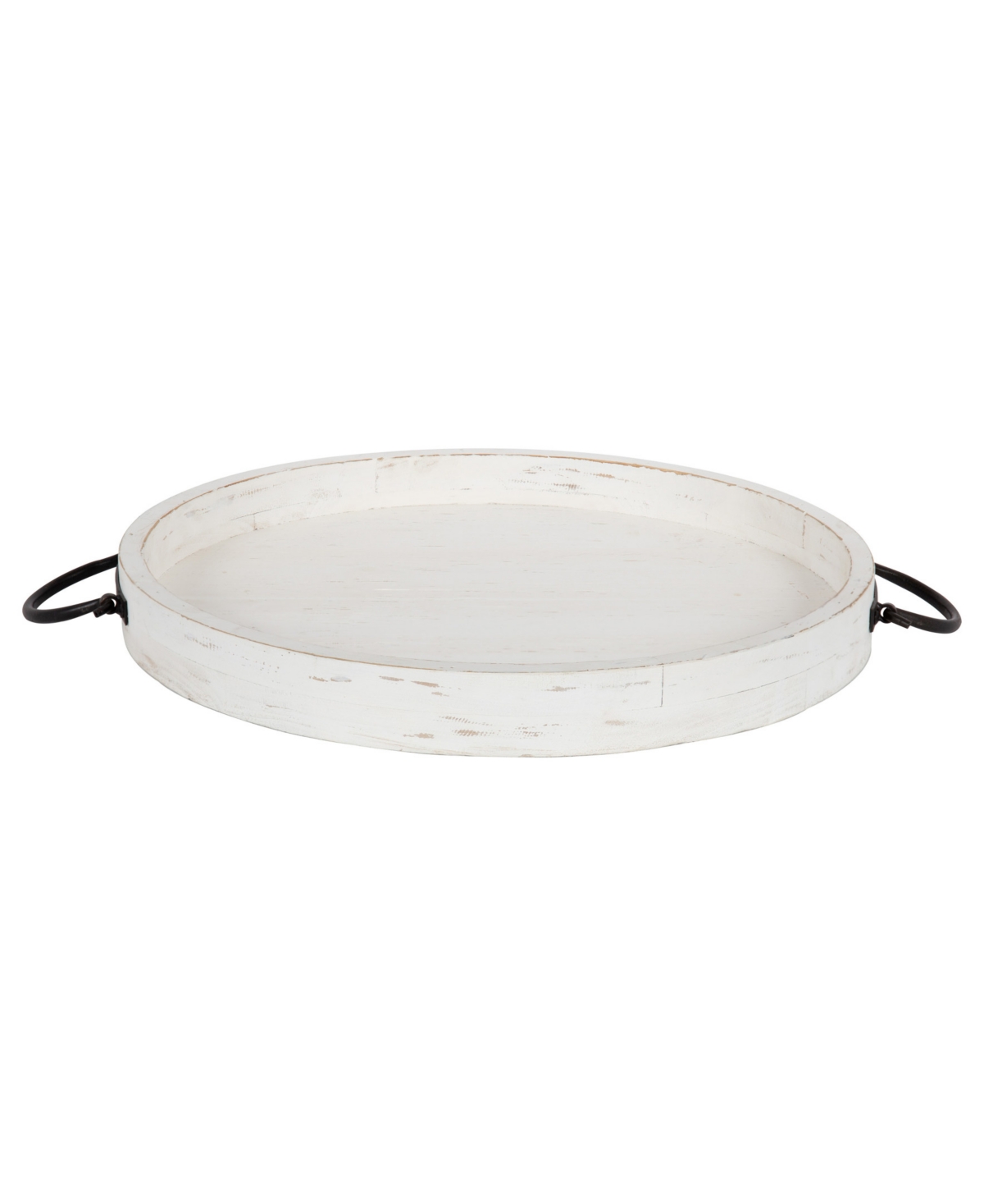 Kate And Laurel Marmora Wood And Metal Round Tray In White