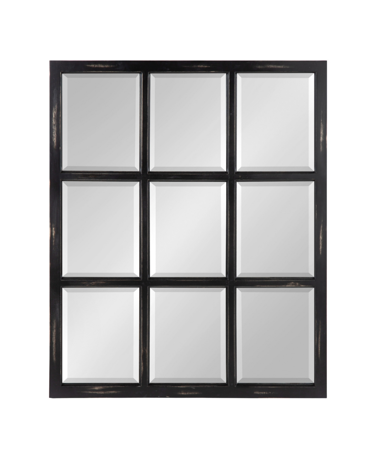 Hogan 9 Windowpane Wood Wall Mirror - 26" x 32" - Black