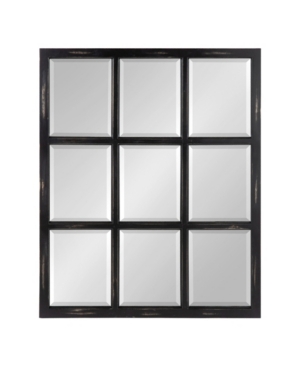 Kate And Laurel Hogan 9 Windowpane Wood Wall Mirror - 26" X 32" In Black