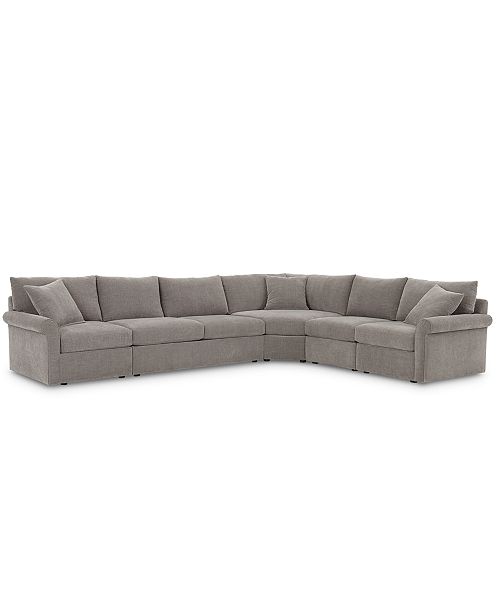 Furniture Wedport 5 Pc Fabric L Shape Modular Sleeper Sectional Sofa With Wedge Corner Piece Created For Macy S Reviews Furniture Macy S