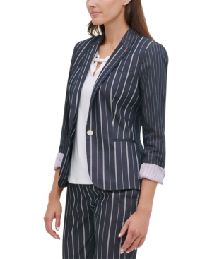 Tommy Hilfiger Striped One-Button Blazer